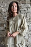 Loom & Thread Pin Tuck Blouse Washed Oat /40=